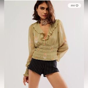 NWOT Free People Smocked So Nice Top